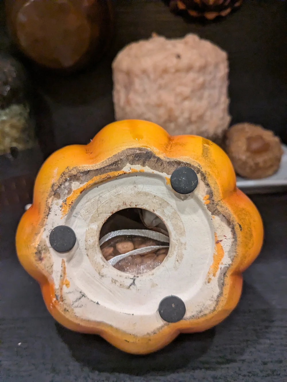 Whimsical Orange Pumpkin with Ghost Accent - Potpourri Filled